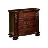 29 Inch Handcrafted Vintage Style Nightstand, 3 Drawers, Carved Trim, Cherry Brown Wood