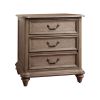 3 Drawer Wooden Nightstand with Grain Details, Beige