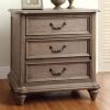 3 Drawer Wooden Nightstand with Grain Details, Beige