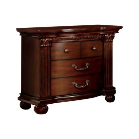 Traditional Style Wooden Night Stand with 3 Drawers, Cherry Brown