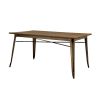 Rectangular Top Dining Table with Sculpted Metal Legs, Bronze and Brown