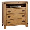 Cottage Style Wooden Media Chest with Three Drawers, Brown