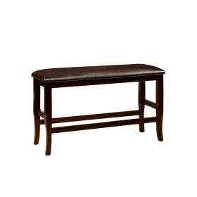 Leatherette Wooden Frame Counter Bench with Stretchers, Brown