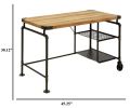 Industrial Metal Writing Desk With Wooden Top, Brown and Black