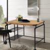 Industrial Metal Writing Desk With Wooden Top, Brown and Black