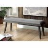 Fabric Upholstered Metal Bench with Angled Legs, Gray