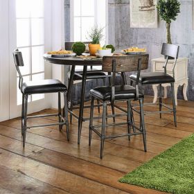Wood and Metal Frame Counter Height Table, Weathered Brown and Black