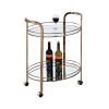 Metal Frame Serving Cart with Two Glass Shelves and Casters, Gold