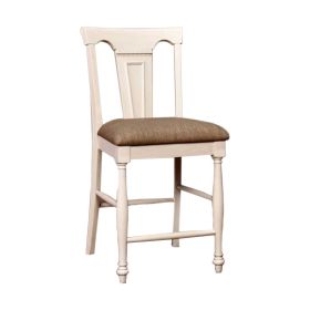 Sabrina Cottage Counter Height Chair Withfabric Cushion, Tan & White, Set of 2