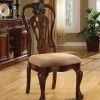 Traditional Fabric Upholstered Wooden Side Chair, Set Of 2, Brown