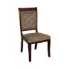 Fabric Upholstered Wooden Side Chair with Diamond Print, Set of 2, Brown