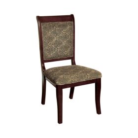 Fabric Upholstered Wooden Side Chair with Diamond Print, Set of 2, Brown