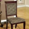 Fabric Upholstered Wooden Side Chair with Diamond Print, Set of 2, Brown