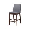 Fabric Padded Counter Height Wooden Chair, Set of 2, Gray and Brown