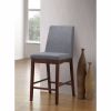 Fabric Padded Counter Height Wooden Chair, Set of 2, Gray and Brown