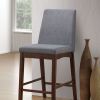 Fabric Padded Counter Height Wooden Chair, Set of 2, Gray and Brown