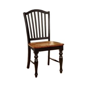 Mayville Cottage Side Chair Withwooden Seat, Black & Antique Oak Finsh, Set of 2