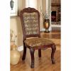 Fabric Padded Side Chairs with Wooden Claw Feet, Set of 2, Cherry Brown