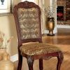 Fabric Padded Side Chairs with Wooden Claw Feet, Set of 2, Cherry Brown