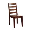 Transitional Wooden Side Chair with Ladder Style Back, Set of 2, Oak Brown