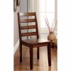 Transitional Wooden Side Chair with Ladder Style Back, Set of 2, Oak Brown