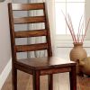 Transitional Wooden Side Chair with Ladder Style Back, Set of 2, Oak Brown