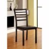 Leatherette Wooden Side Chair with Ladder Back, Set of 2, Brown