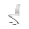 Leatherette Side Chair with U Shaped Metal Base, Set of 2, White and Chrome