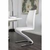 Leatherette Side Chair with U Shaped Metal Base, Set of 2, White and Chrome