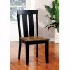 Wooden Slatted Back Side Chairs with Plank Seat, Set of 2, Black and Brown