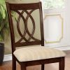 Fabric Upholstered Side Chair with Cut Out Back, Set of 2, Beige and Brown