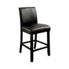 Leatherette Counter Height Chair with Wooden Legs, Set of 2, Black