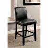 Leatherette Counter Height Chair with Wooden Legs, Set of 2, Black
