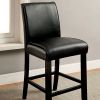 Leatherette Counter Height Chair with Wooden Legs, Set of 2, Black