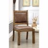 Rustic Wood Dining Chair, Vegan Faux Leather, Nailhead Trim, Set of 2,Brown