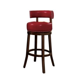 Shirley Contemporary 24" Barstool With pu Cushion, Red Finish, Set of 2