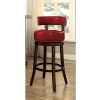Shirley Contemporary 24" Barstool With pu Cushion, Red Finish, Set of 2