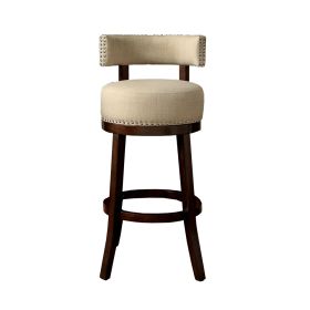 Lynsey Contemporary 24"Barstool With linen Cushion, Beige Finish, Set of 2