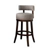 Swivel Barstool with Curved Open Low Back, Set of 2, Gray and Brown