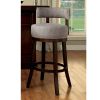 Swivel Barstool with Curved Open Low Back, Set of 2, Gray and Brown