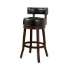 Shirley Contemporary 29" Barstool With pu Cushion, Black Finish, Set of 2