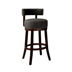 Lynsey Contemporary 29"Barstool With linen Cushion, Gray Finish, Set of 2