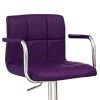 Leatherette Adjustable Bar Stool with Metal Tubular Support, Purple