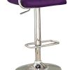 Leatherette Adjustable Bar Stool with Metal Tubular Support, Purple