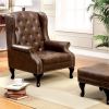 Vaugh Traditional Wing Accent Chair In Nail Head, Rustic Brown Finish