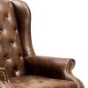 Vaugh Traditional Wing Accent Chair In Nail Head, Rustic Brown Finish