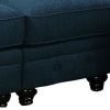 36 Inch Armless Chair, Button Tufted Back, Blue Fabric