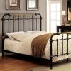 Curved Headboard Metal Full Size Bed with Spindles, Black and Gold