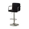 Leatherette Metal Frame Swivel Bar Chair , Black and Chrome