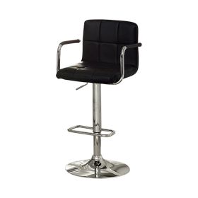 Leatherette Metal Frame Swivel Bar Chair , Black and Chrome